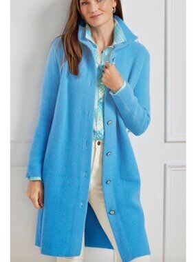 TALBOTS bright blue sweater coat coatigan size XL